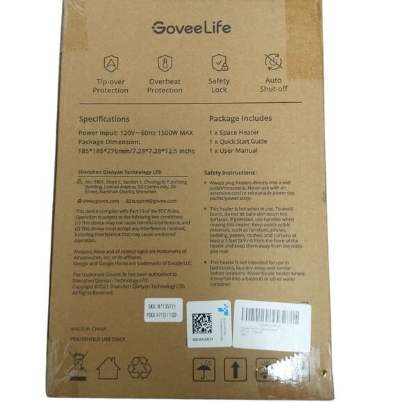 GoveeLife Smart Space Heater Color Black - Picture 3 of 9